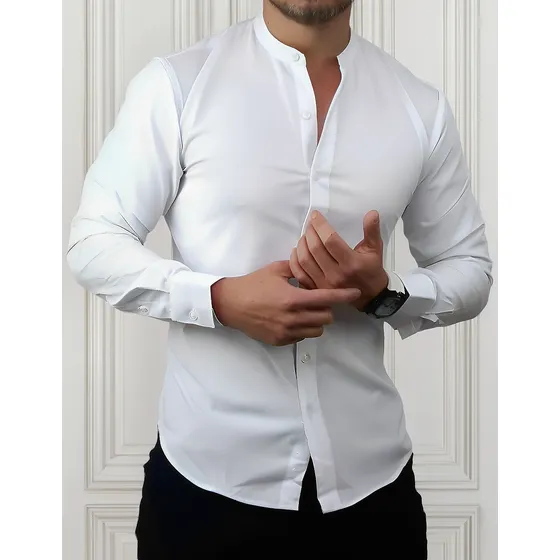 Camisa Cuello Mao Colores Slim Fit Entallada