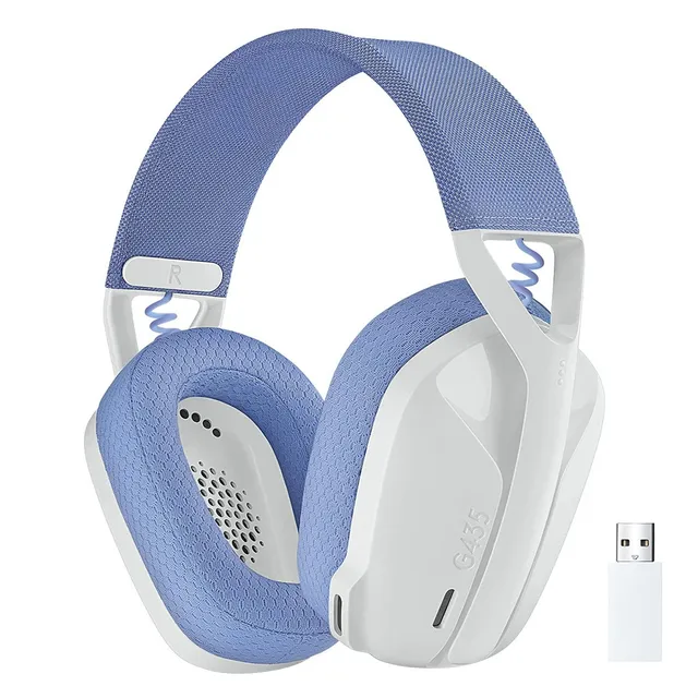 Logitech G435, Diadema Gamer Inalámbrica + Bt / Pc, Ps5 - Bl Color Blanco crudo/Lila