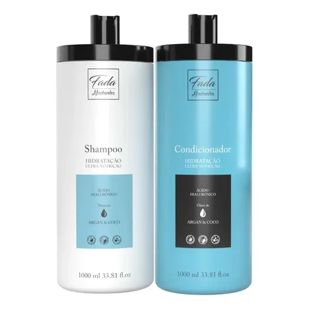 Kit Fada Madrinha Óleo Argan Coco Shampoo e Condicionador 1L Hidratação Nutrição Brilho Capilar
