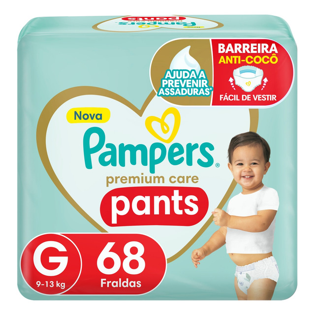 Fraldas Pampers Pants Premium Care G 68 Unidades