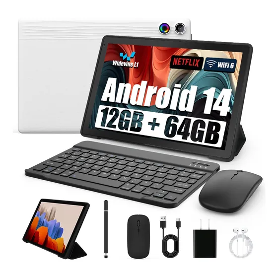 Tablet A10l 10.1 12gb+64gb Android 14 Con Wifi 6 Tf(max 1tb) Blanco
