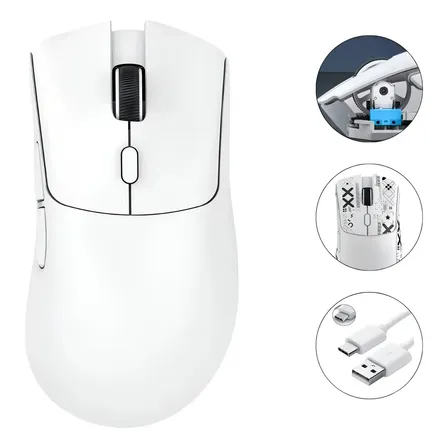 Mouse Branco Sem Fio Gamer Attack Shark R1 Paw3311 DPI 18000