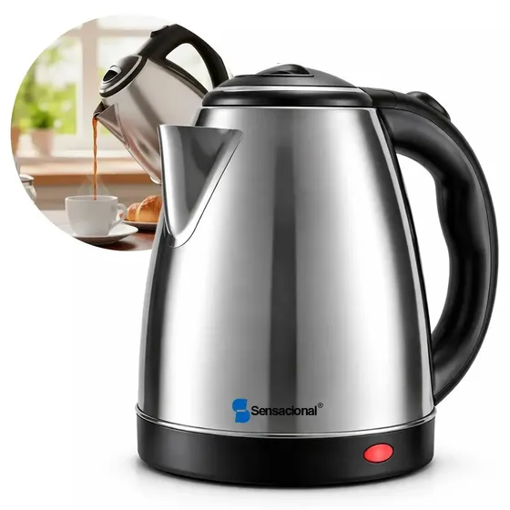 Chaleira Elétrica Sensacional 2l Inox Com Preto 1000w Com Desligamento Automático