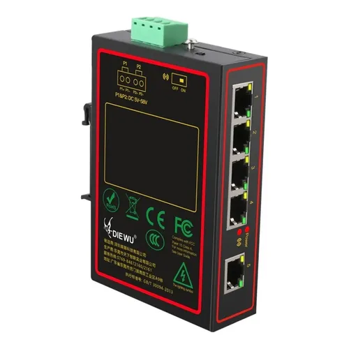 Switch Ethernet Industrial 5 Portas DVEK Trilho DIN 10/100Mbps