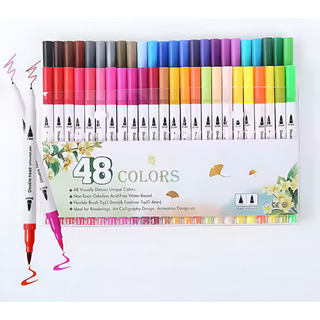 Kit Brush Pen 48 Cores Canetas Coloridas Com Ponta Fina Kit Brush Pen 48 Cores Canetas Coloridas Com Ponta Fina