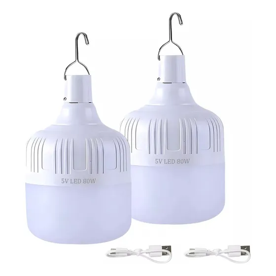Portatil Recargable Emergencia Usb 80w Lámpara Foco Led 2pzs