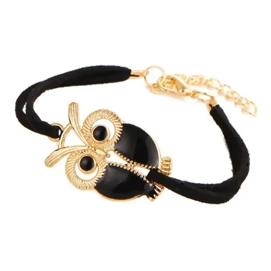 Pulsera Mujer De Cuero Búho Brazalete Elegante Moda