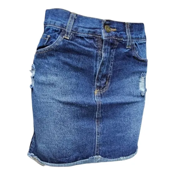 Pollera O Falda  Corta Mom Jeans Con  Bolsillos Del 36 Al 46