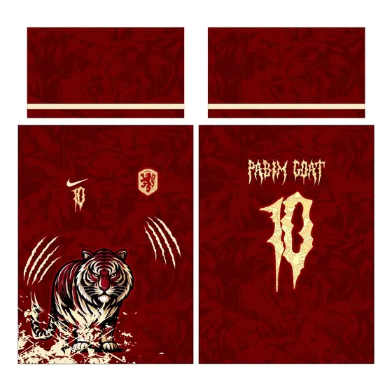 Diseño Vector Camiseta De Fútbol Tigre Rojo Grunge Pdf Cdr