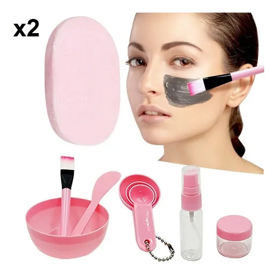 Kit Preparación Mascarilla 9pzs Cuidado Facial Brocha Taza