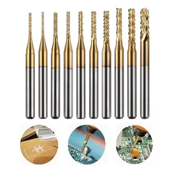 Kit De Brocas Molino Recubri Titanio Cnc Router Dremel 10pzs