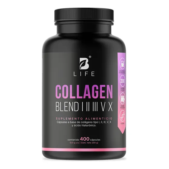 Mezcla De Colágenos Tipo I II III V Y X 400 Cápsulas B Life