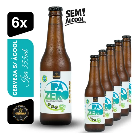 Cerveja Campinas Ipa Zero Sem Álcool 355ml Kit 6 Unidades