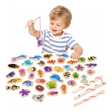 Pescaria Magnética Divertida Jogo Montessori Educativo Peixe Palha
