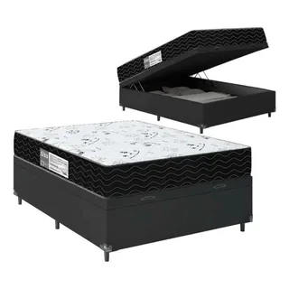 Cama Box BaĂș Casal + ColchĂŁo D33 One Face - Couro Preto Cama Box BaĂș Casal + ColchĂŁo D33 One Face - Couro Preto