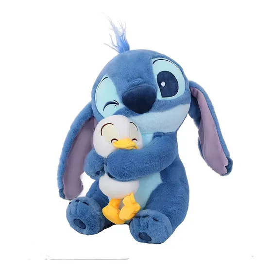 Pelúcia Stitch Com Pato Antialérgico 30cm