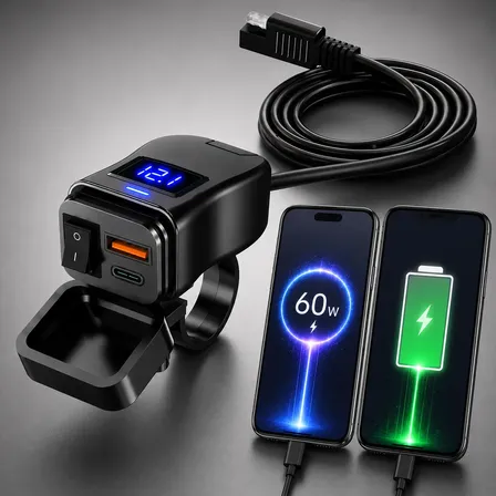Carregador De Celular Para Moto Usb 3.0 Turbo Prova D'agua