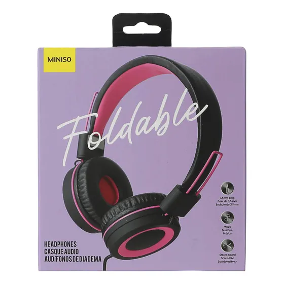 Audífonos Tipo Diadema Plegable (rosado + Negro)