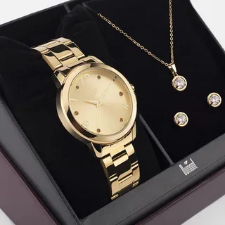 Kit RelĂłgio Feminino Dumont Dourado Prova DĂĄgua E Semijoia Kit RelĂłgio Feminino Dumont Dourado Prova DĂĄgua E Semijoia