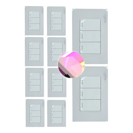 Pack 10 Pz Placa 3 Apagador Escalera Acrilico Blanco Cristal