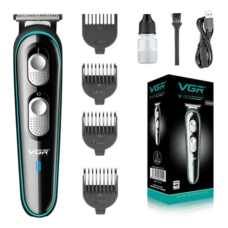 Maquina De Cortar Pelo Vgr V-055 Patillera Barba Recargable Negro