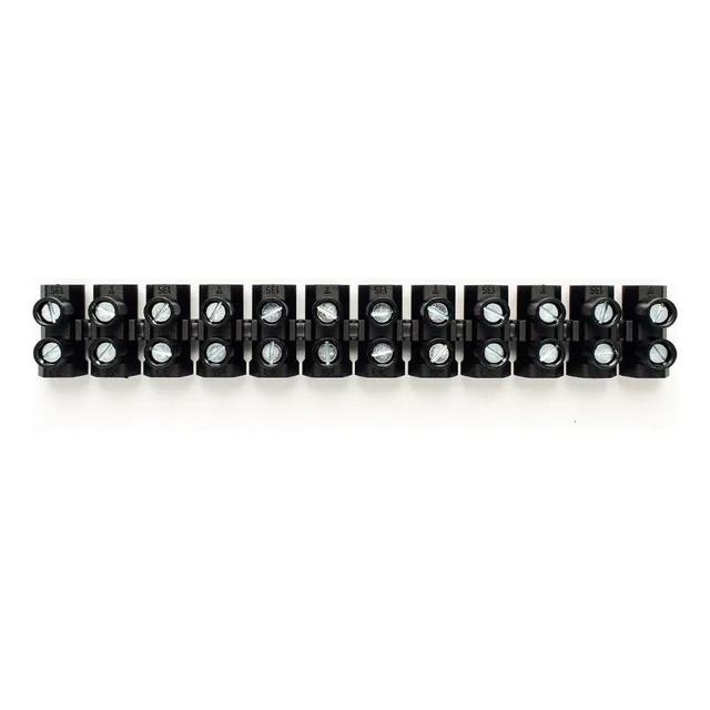 Bornera Tekox 104 2.5mm A 4mm 12 Polos 24a Negra Serie 100