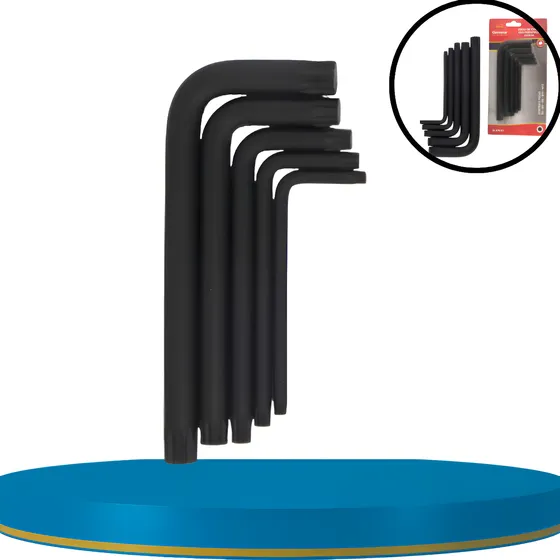 Jogo Chave L Multidentada Curta Torx M5-m12 5 Peças Crv