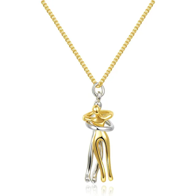 Collar Abrazo Pareja Color Oro Cadena Hombre Mujer Te Amo