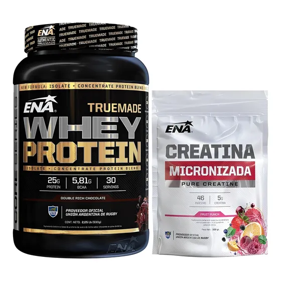 Crecimiento Muscular True Made Protein 2,05 Lb + Creatina 300g Sabor Rich Chocolate + Fruit Punch