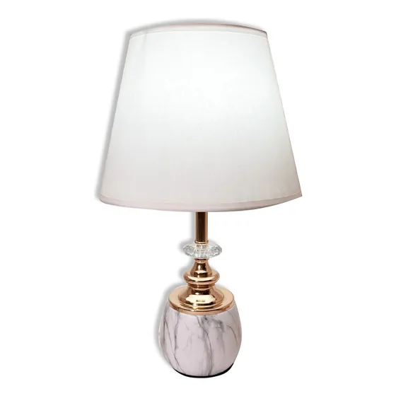 Lampara Ceramica Marmol Dorada Decorativa Iluminación 43cms