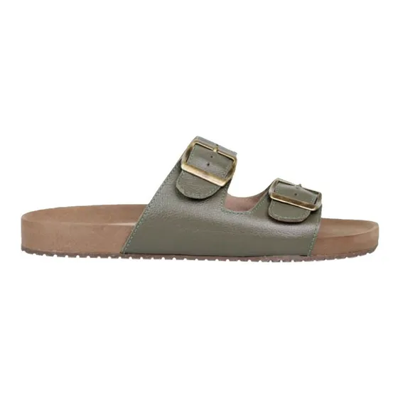 Chinelo Birken Fivela Couro Numeros Grandes Feminina