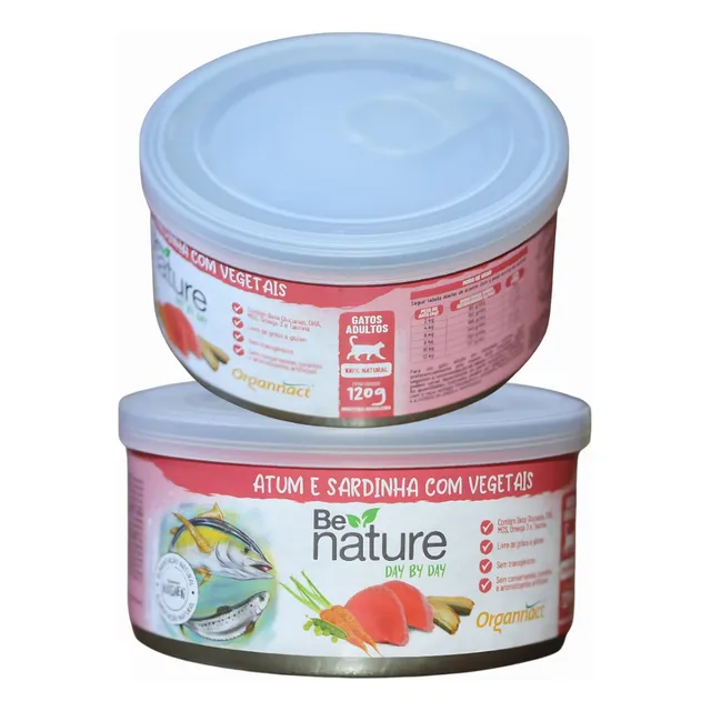 Alimento Gatos Sem Corantes  Atum Sardinha 120g Kit 02 Latas