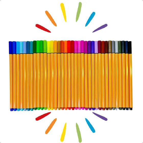 Kit Com 36 Canetas Fine Line Ponta Fina Canetinhas Coloridas