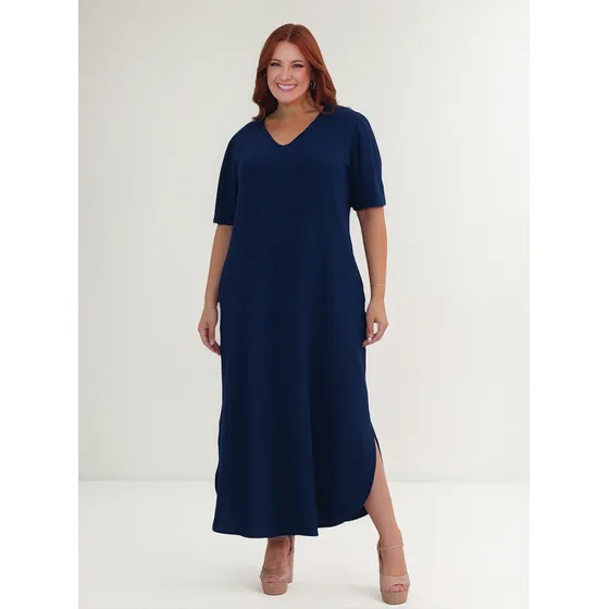 Vestido Longo Manga Curta Plus Size Curvy Até O G2