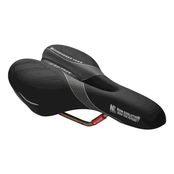 Asiento Bicicleta New Evolution NE-25 Antiprostático Cómodo Ergonómico Reforzado Acolchado Deportivo MTB Ruta Paseo Con Canal Central Transpirable Sillín Universal Negro Durable