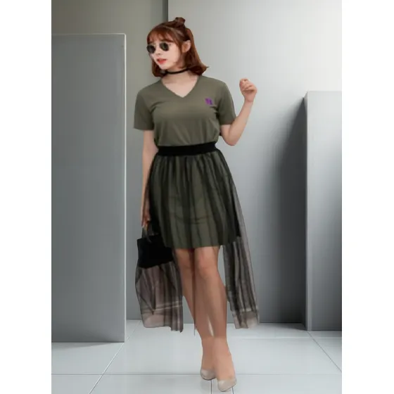 Falda Larga Transparente 