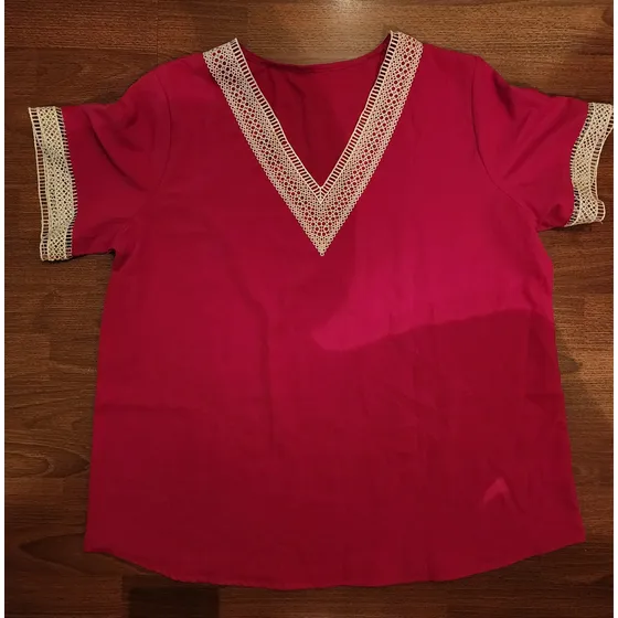 Blusa Dama Es Hermoda Con Encaje Talla 2xl Color Roja Nueva