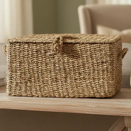 Cesto Caixa Organizadora Decorativa Retangular Fibra Natural Cesto Caixa Multiuso