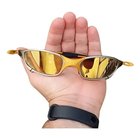 Óculos de sol polarizados Megalupa X-Metal Juliet M com armação de metal, lente de policarbonato polarizado dourado, haste julieta