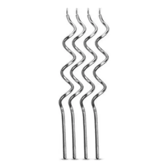 Vela Palito De Aniversário Espiral Prata 4 Unidades Silver