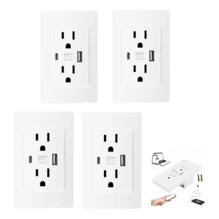 4 Toma De Corriente Del Americanos Para Pared Usb Y Type C 4 Toma De Corriente Del Americanos Para Pared Usb Y Type C
