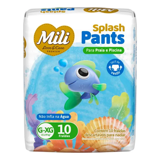 Fralda Mili Splash Praia E Piscina - G/xg - Com 10 Fraldas Gênero Sem Gênero