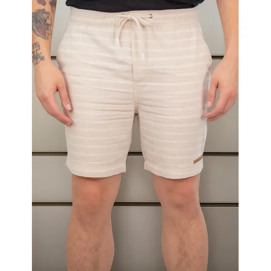 Bermuda Calvin Klein Jeans Masculina Linen Listras Off-white
