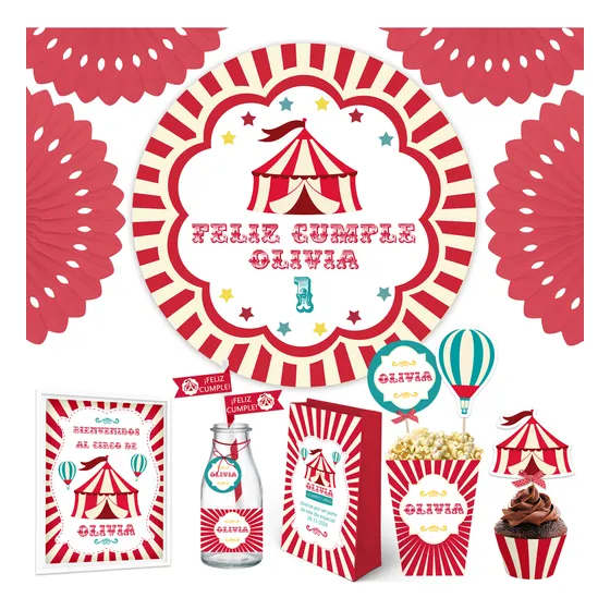 Kit Imprimible Circo Kermesse Cumple + Banner, Personalizado