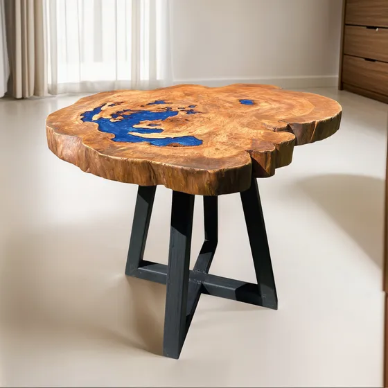 Mesa De Centro En Madera Y Resina