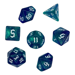 Set 7 Dados Juegos De Rol - Turquesa Y Azul Marmoleado T / G Set 7 Dados Juegos De Rol - Turquesa Y Azul Marmoleado T / G