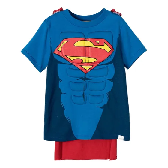Camiseta De Superman Con Capa Removible Para Niño De 2t A 5t