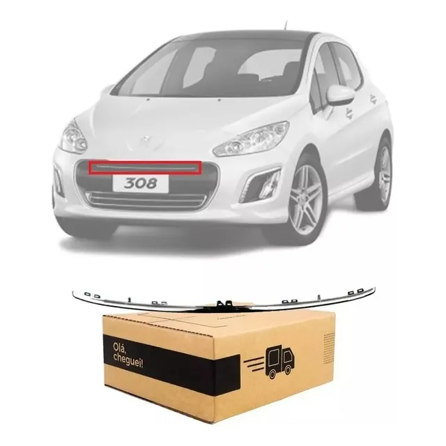 Moldura Superior Cromada Embellecedor Paragolpe Peugeot 308