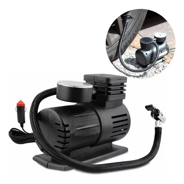 Mini Compressor Automotivo Com Manômetro 250psi 250w 12v