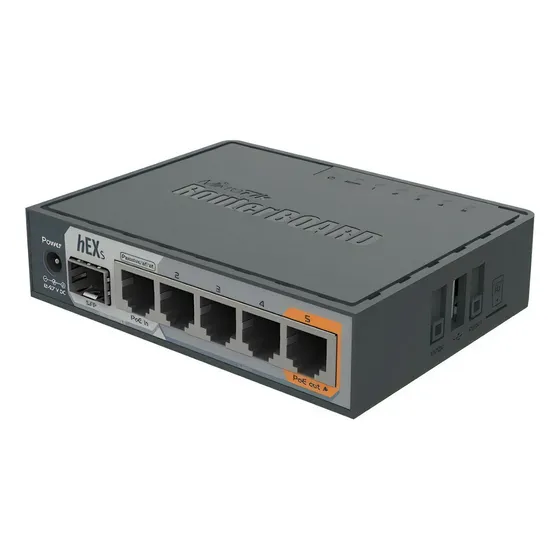 Router Mikrotik Rb760igs Hex S 5 Puertos Gigabit Os L4 + Sfp Color Negro